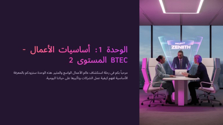 الوحدة 1: أساسيات الأعمال – BTEC المستوى 2